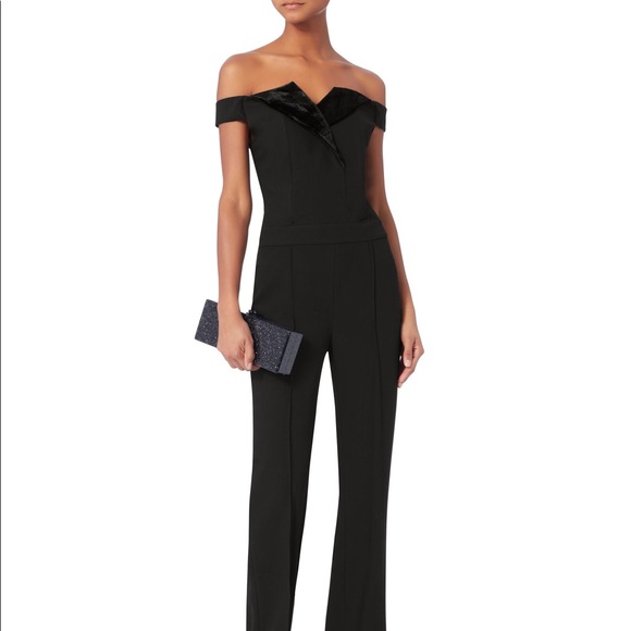 L'AGENCE Pants - L’agence Jumpsuit Dauphine Velvet Ponte Knit Off Shoulder